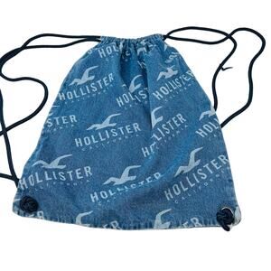 Hollister Chambray Denim Bag String Backpack
